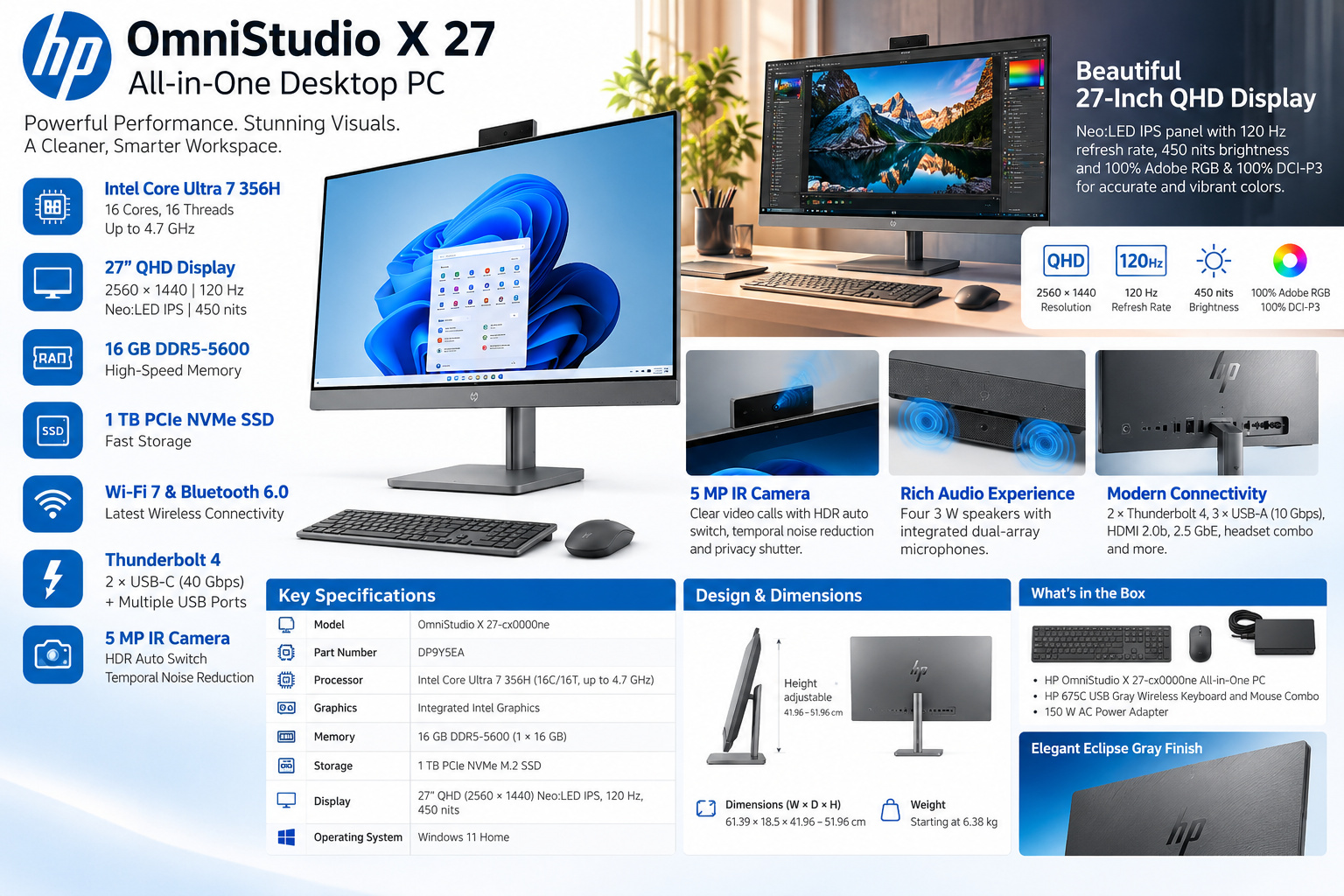 HP OmniStudio X 27-cx0000ne All-in-One Desktop Overview