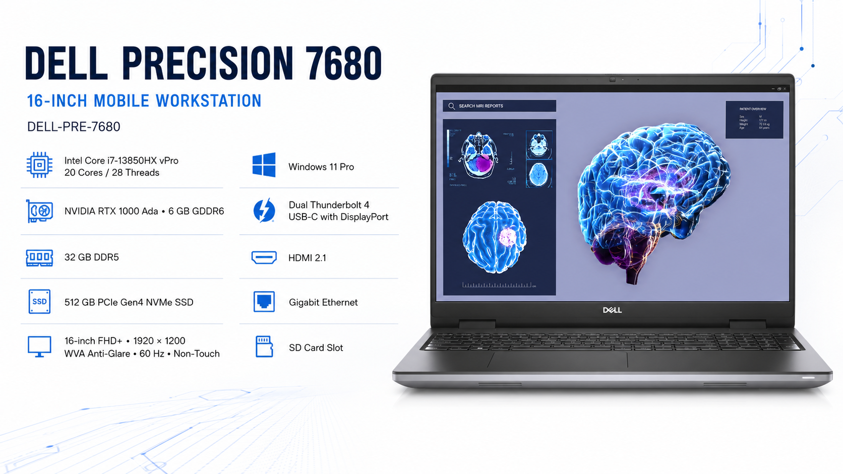 Dell Precision 7680 16-inch Mobile Workstation Core i7-13850HX 32GB 512GB RTX 1000 Ada Overview