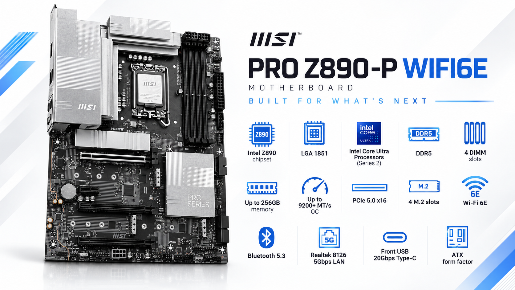 MSI PRO Z890-P WIFI6E ATX LGA 1851 Motherboard Overview