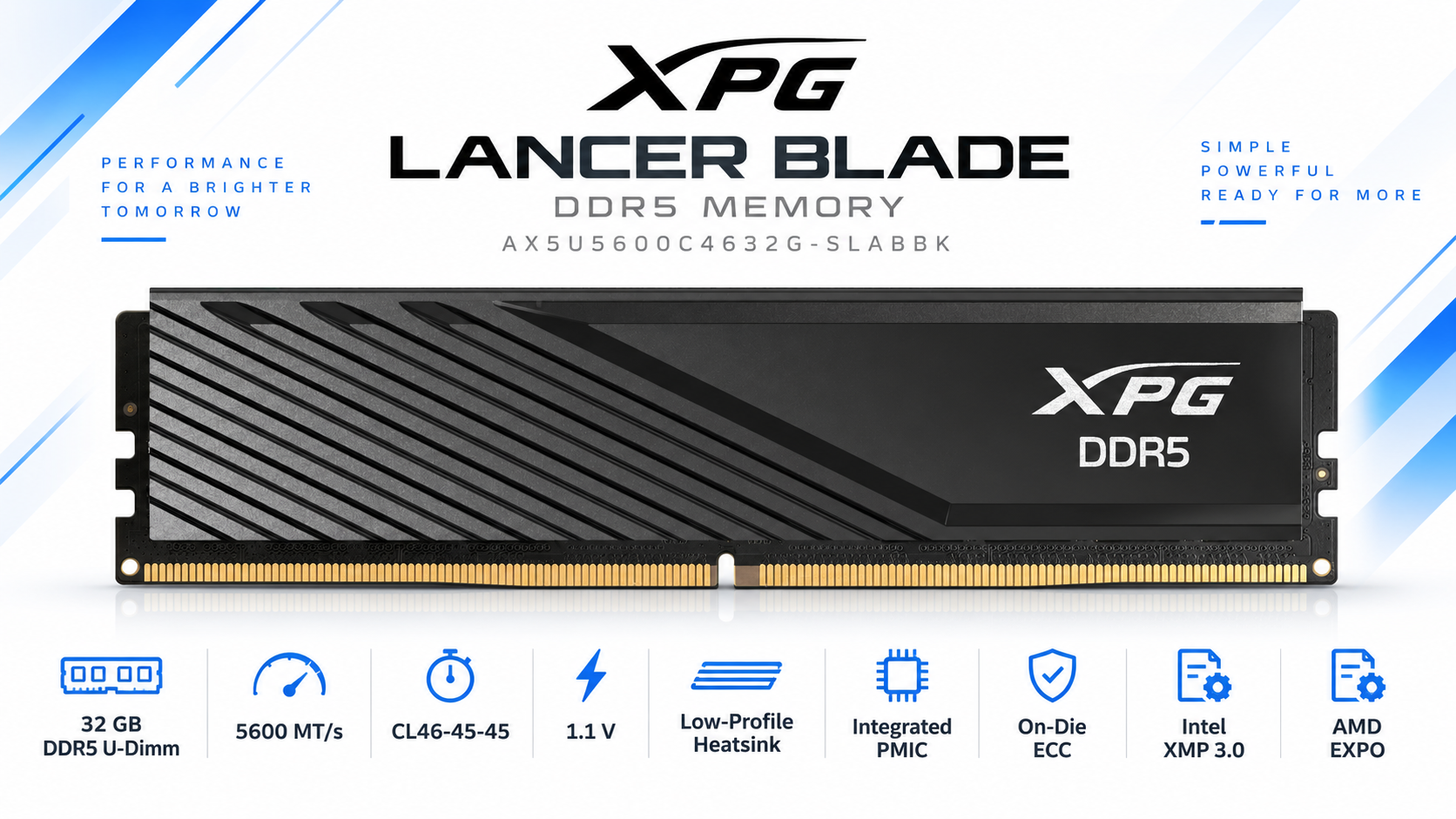 XPG LANCER BLADE 32GB DDR5-5600 CL46 Memory Black Overview
