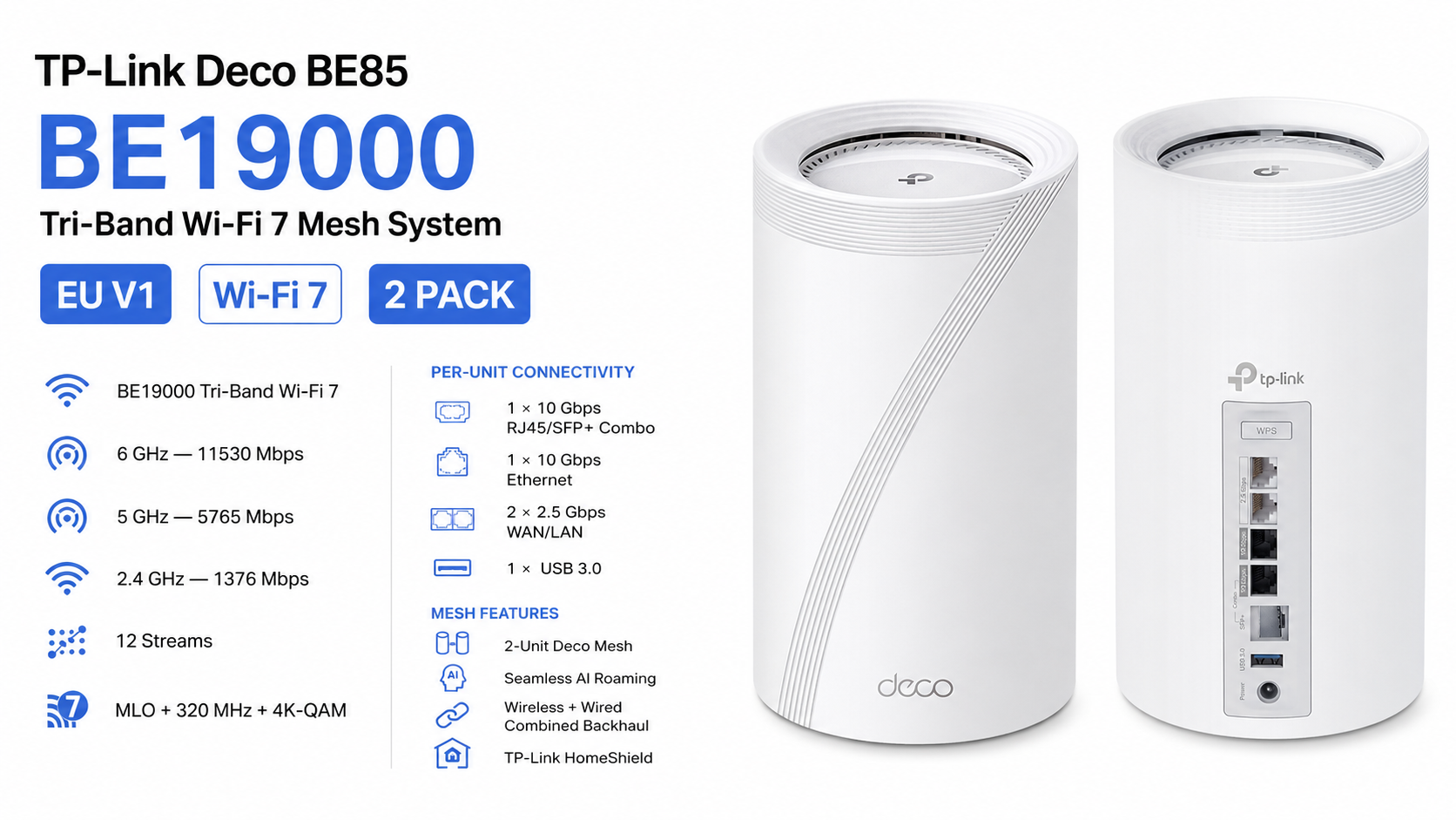 TP-Link Deco BE85 BE19000 Tri-Band Wi-Fi 7 Mesh System 2 Pack EU V1 Overview