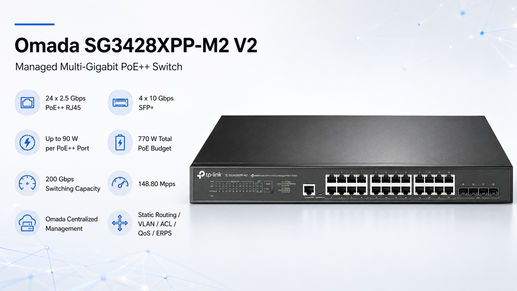 Omada SG3428XPP-M2 V2 24-Port 2.5G PoE++ Managed Switch Overview