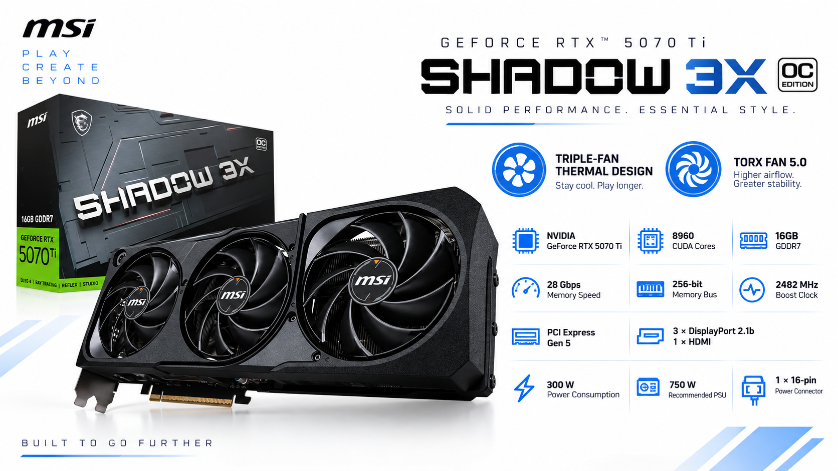 MSI GeForce RTX 5070 Ti 16G SHADOW 3X OC Graphics Card Overview