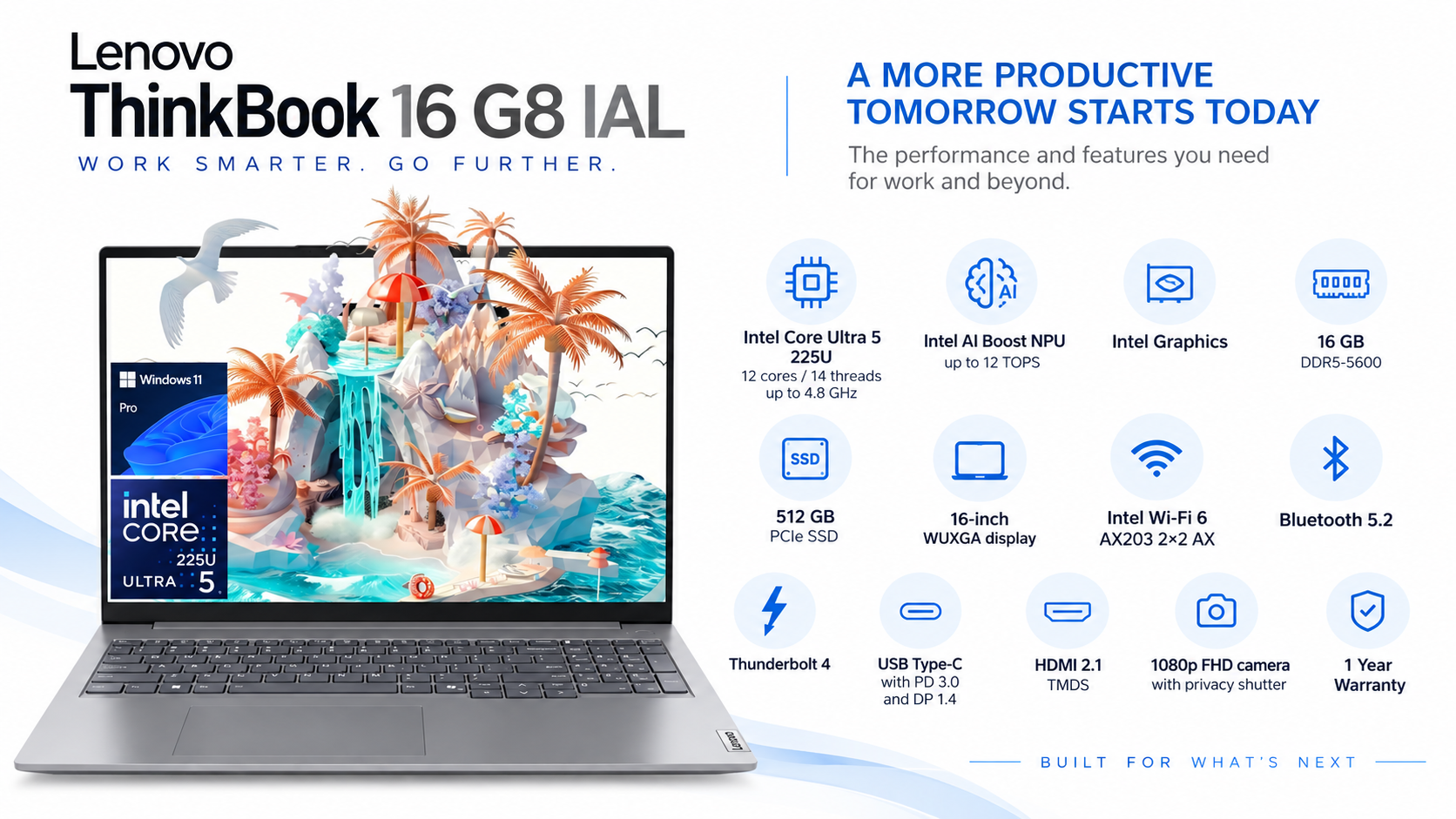 Lenovo ThinkBook 16 G8 IAL Core Ultra 5 225U 16GB 512GB SSD Overview