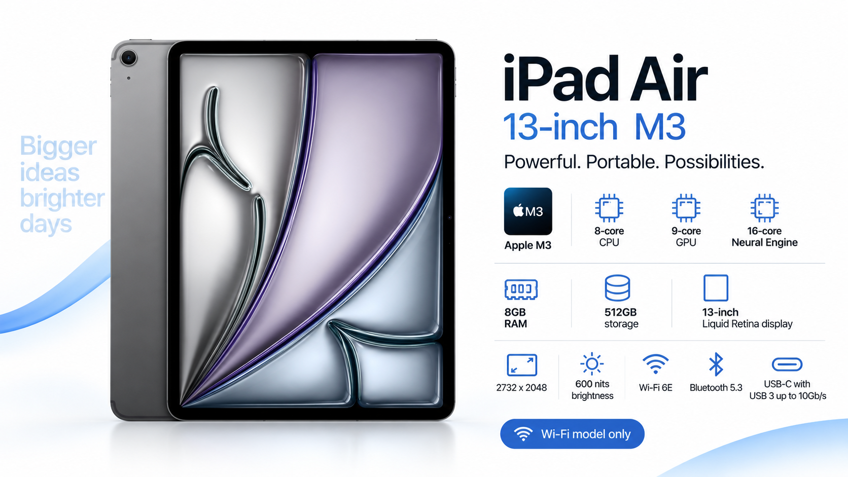 Apple iPad Air 13-inch M3 Wi-Fi 512GB Space Grey Overview