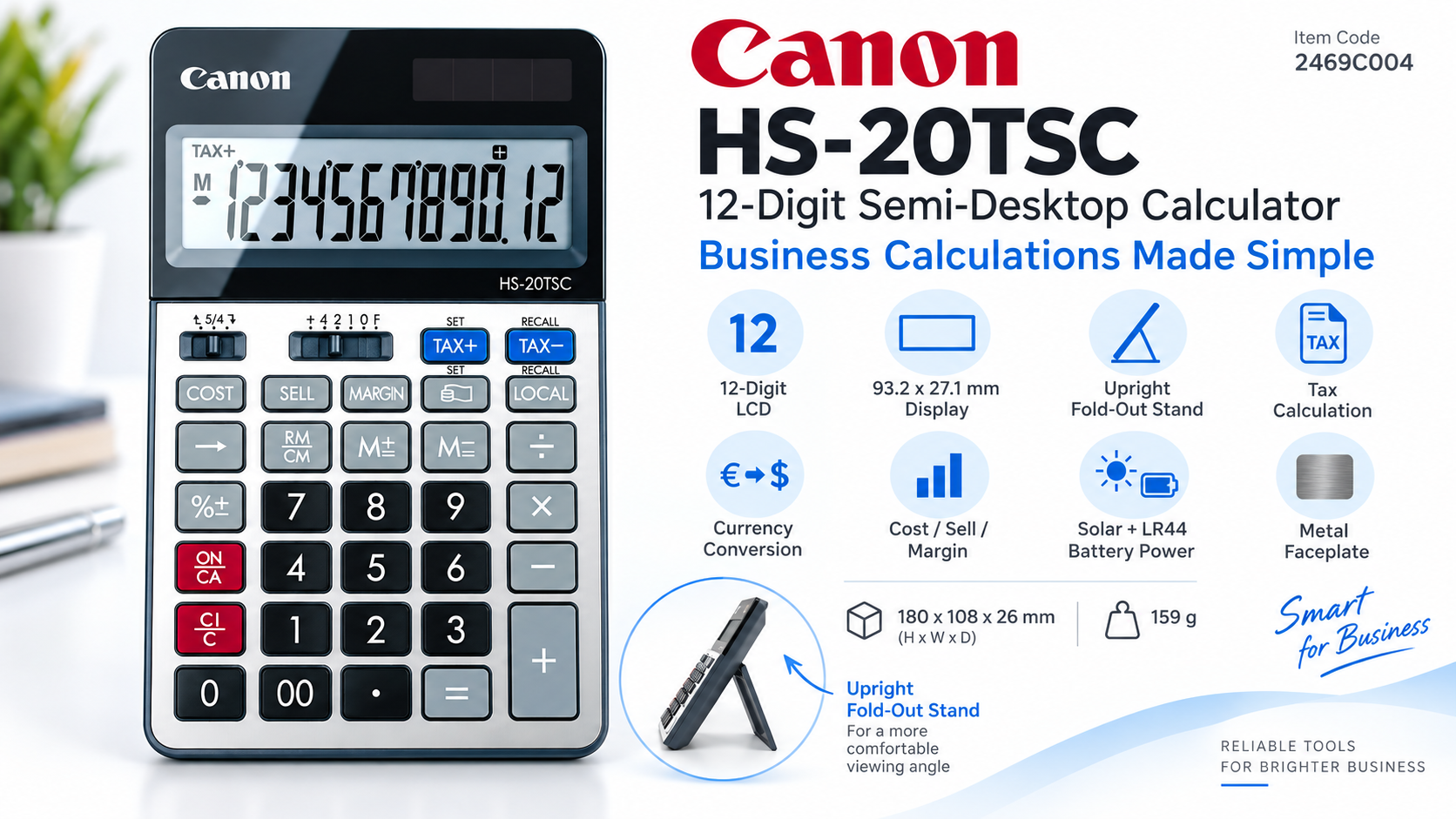 Canon HS-20TSC 12-Digit Semi-Desktop Calculator Overview