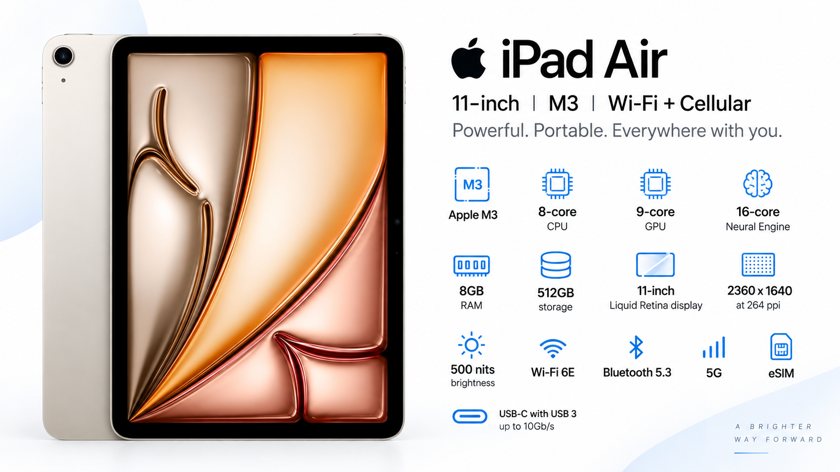 Apple iPad Air 11-inch M3 Wi-Fi + Cellular 512GB Starlight Overview