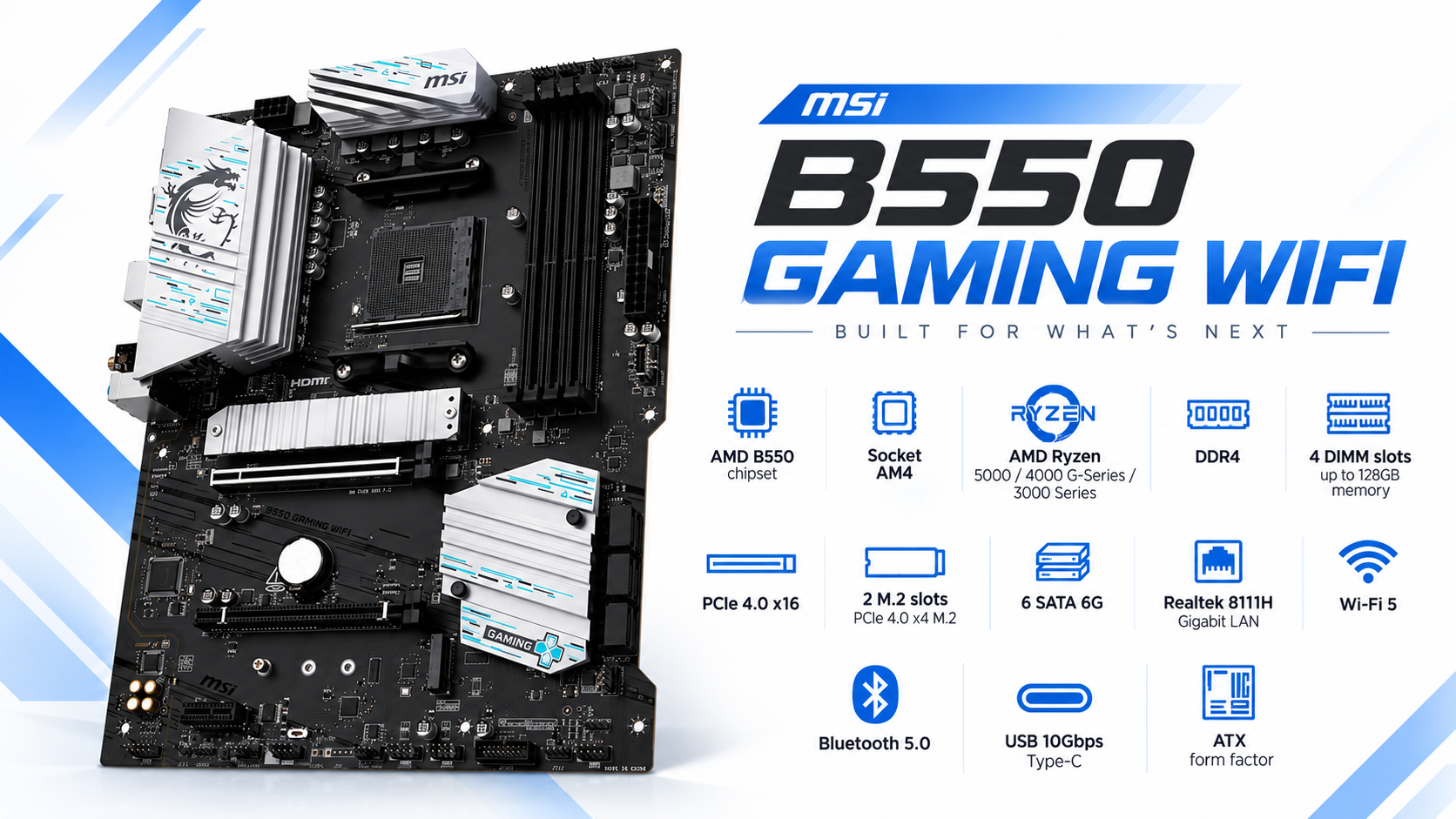 MSI B550 GAMING WIFI ATX AM4 Motherboard Overview