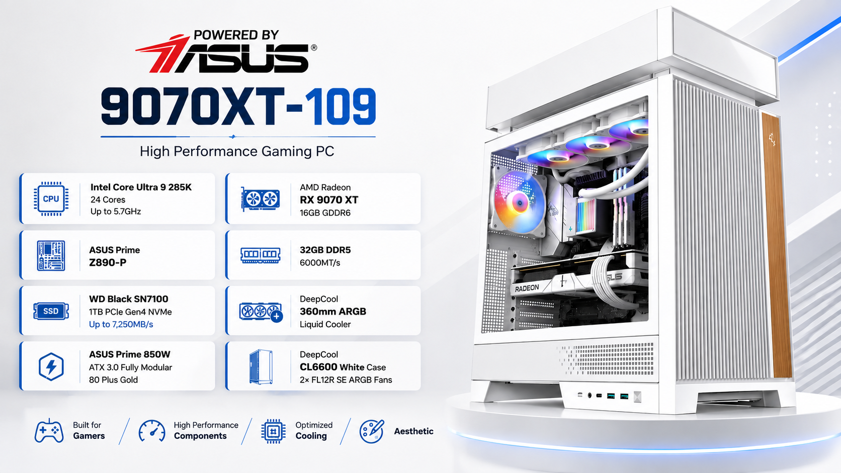 Powered By ASUS 9070XT-109 Gaming PC Overview
