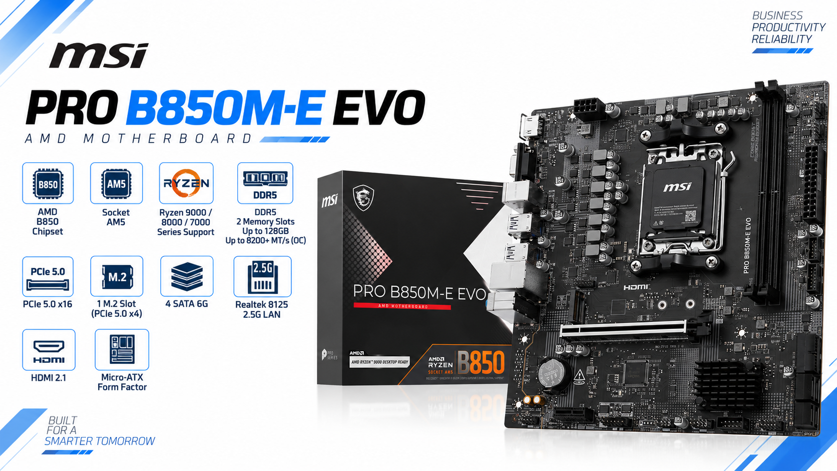 MSI PRO B850M-E EVO Micro-ATX AM5 Motherboard Overview