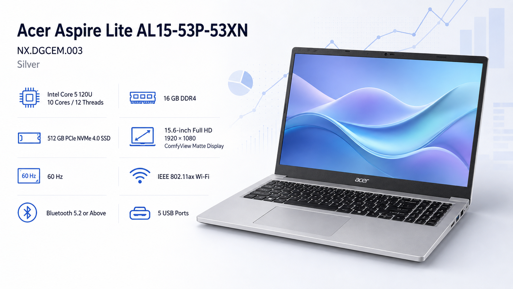Acer Aspire Lite AL15-53P-53XN 15.6-inch Core 5 120U Laptop Silver Overview