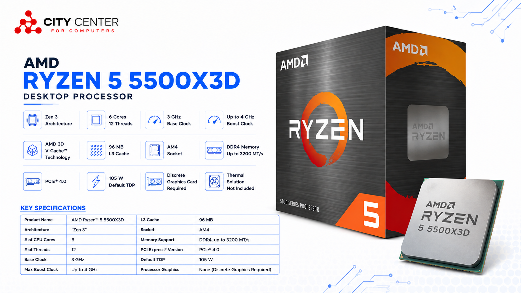 AMD Ryzen 5 5500X3D Desktop Processor Overview