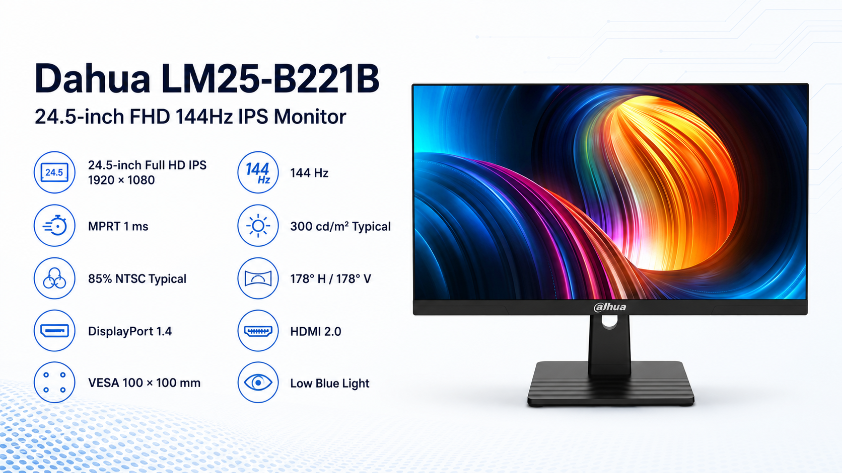 Dahua LM25-B221B 24.5-inch FHD 144Hz IPS Monitor Black Overview
