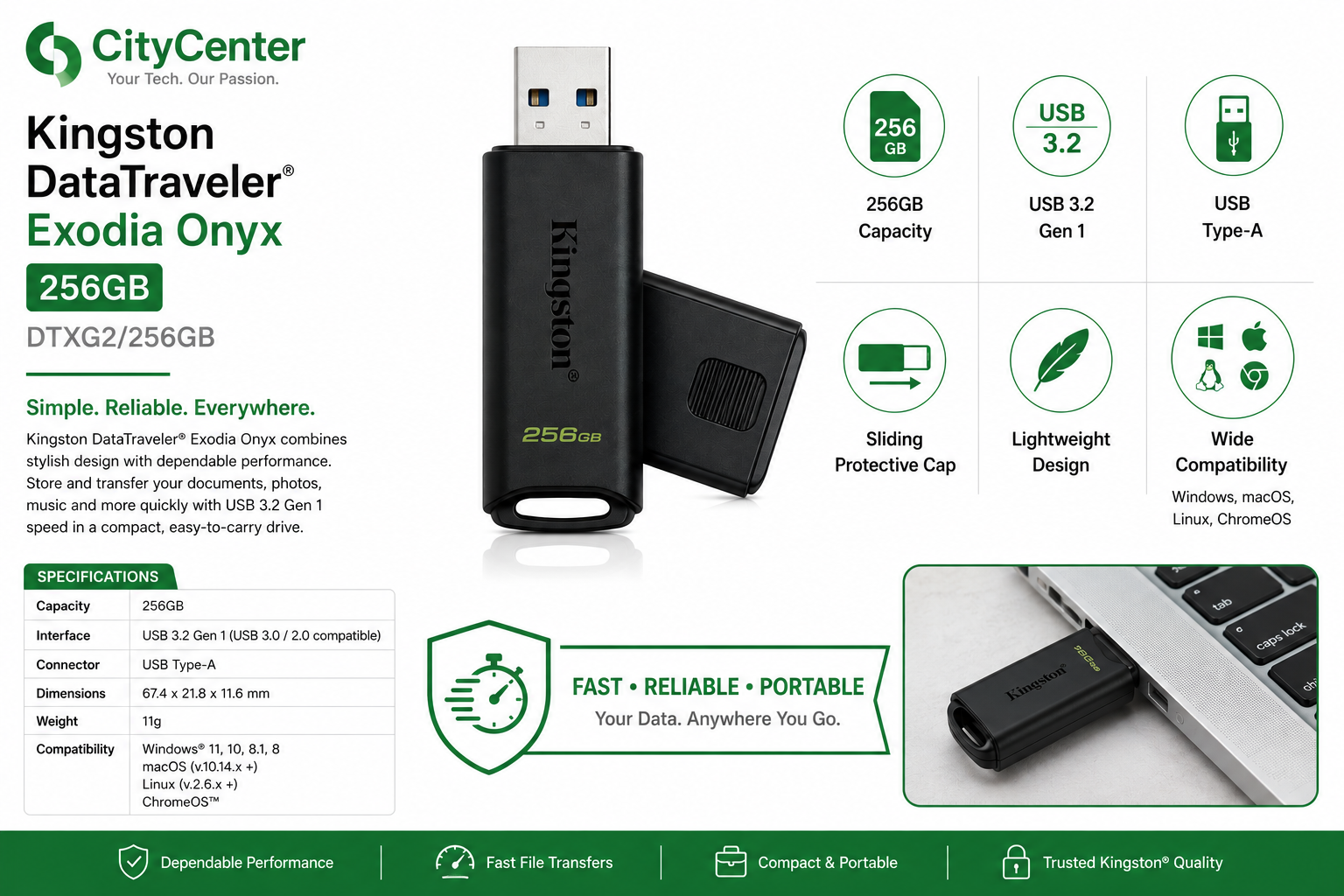 Kingston DataTraveler Exodia Onyx 256GB Overview
