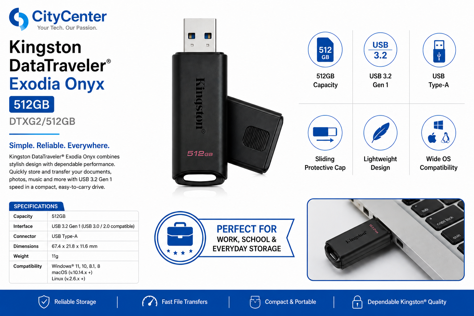 Kingston DataTraveler Exodia Onyx 256GB Overview