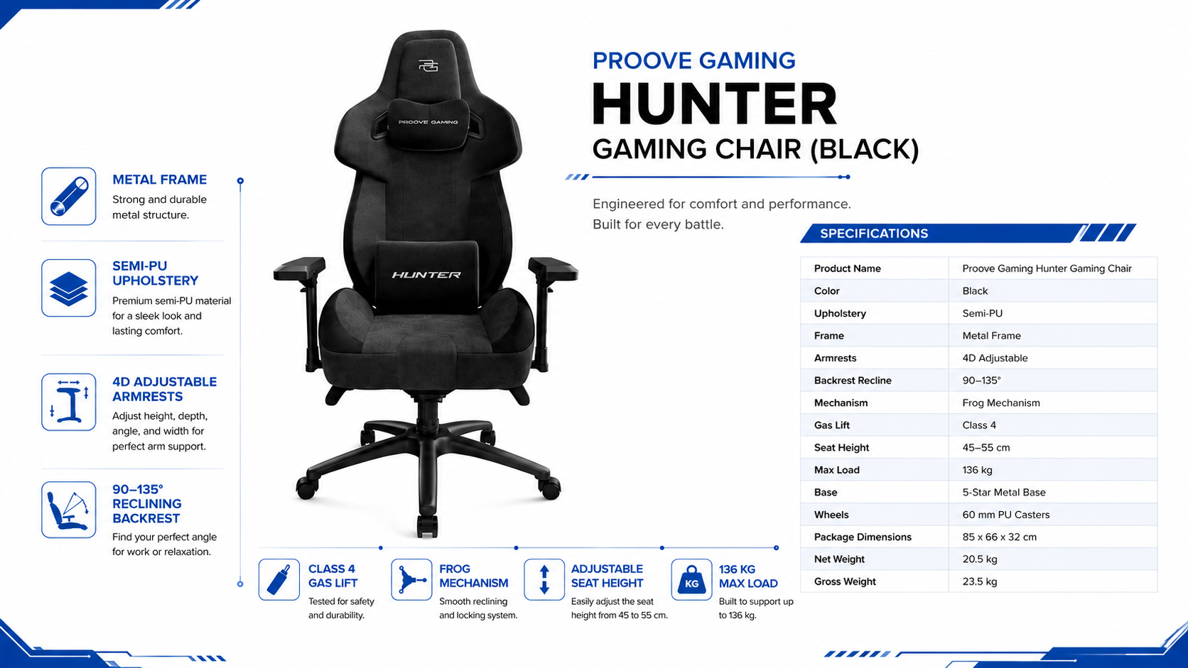 Proove Gaming Hunter Gaming Chair Black Overview