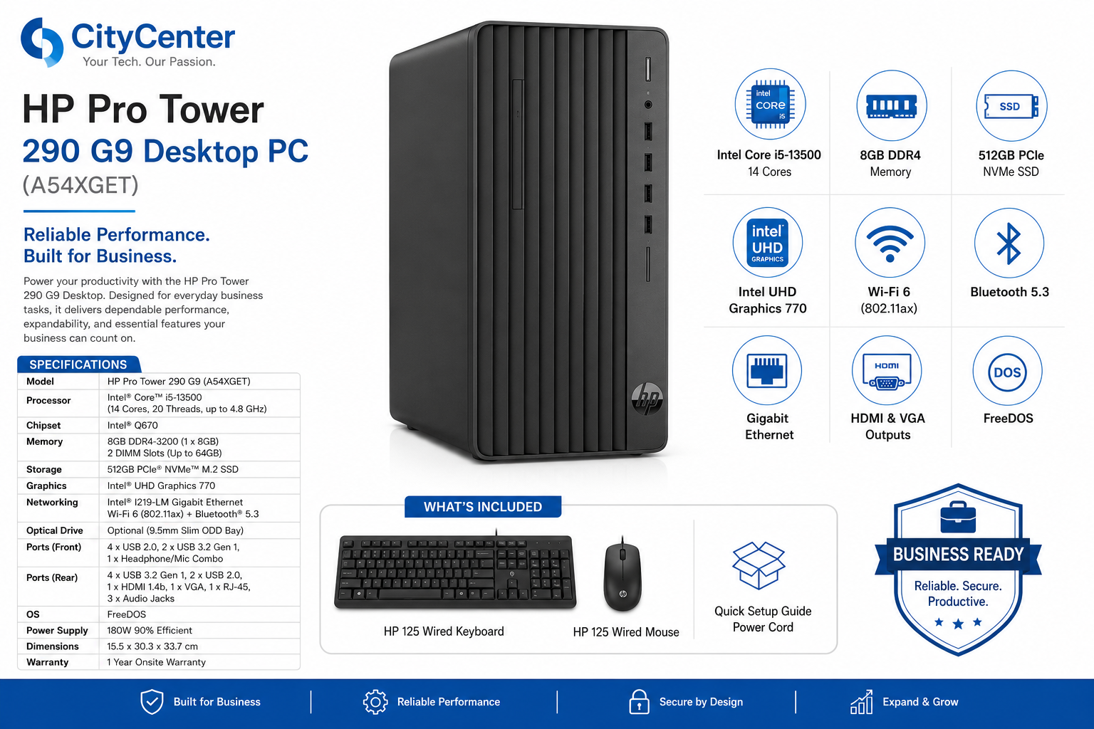 HP Pro Tower 290 G9 A54XGET Overview