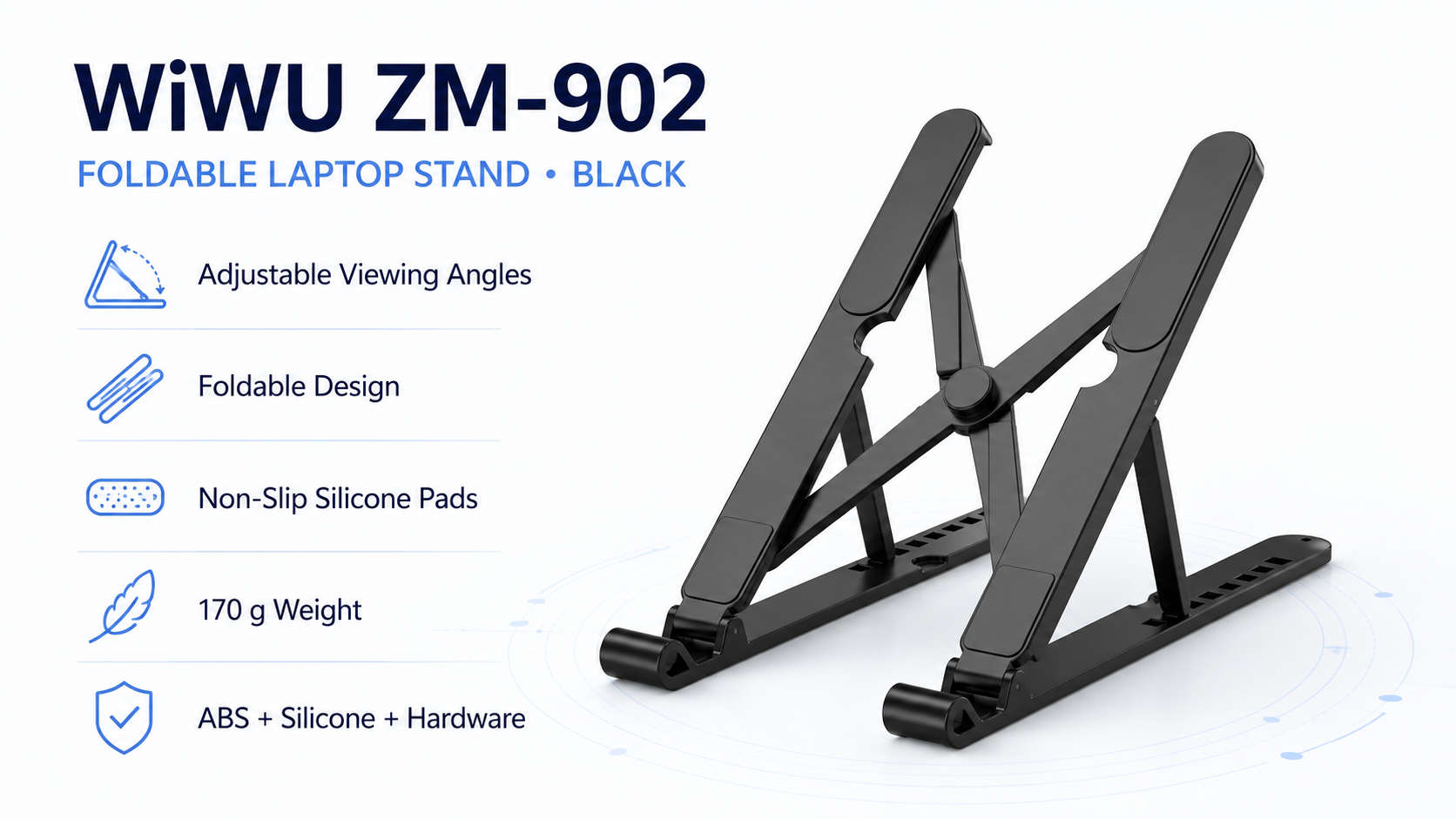 WiWU ZM-902 Foldable Laptop Stand - Black Overview