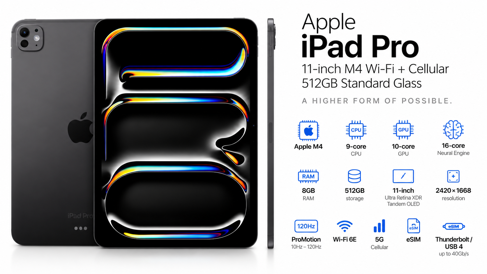 Apple iPad Pro 11-inch M4 Wi-Fi + Cellular 512GB Space Black Overview