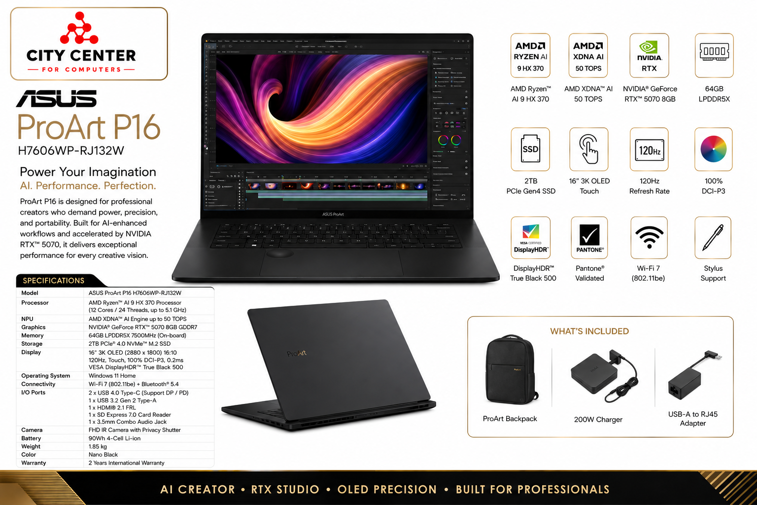 ASUS ProArt P16 H7606WP-RJ132W Creator Laptop Overview