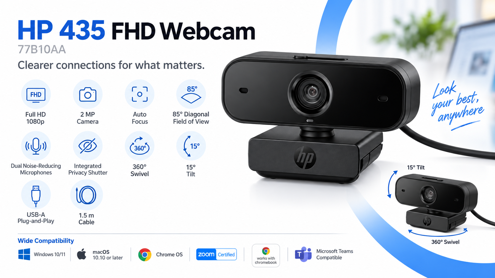 HP 435 FHD Webcam Overview