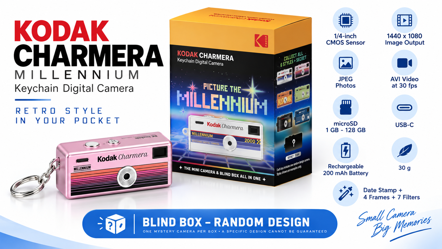 KODAK CHARMERA Millennium Keychain Digital Camera Blind Box Overview