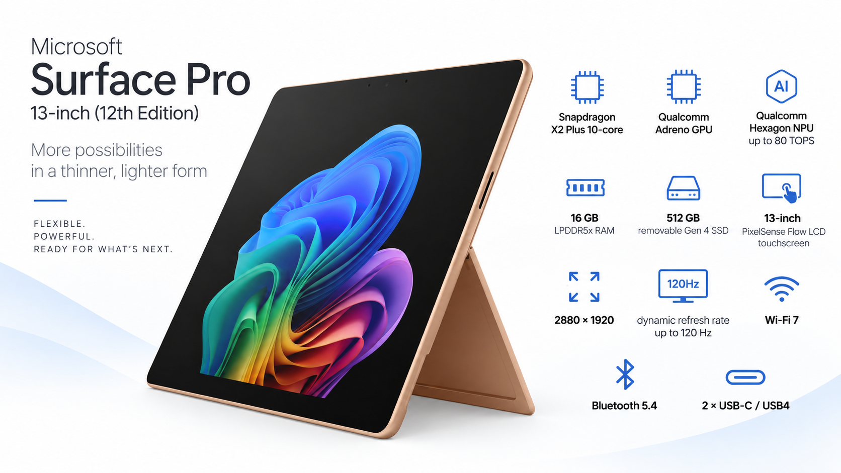 Microsoft Surface Pro 13-inch 12th Edition Snapdragon X2 Plus 16GB 512GB Dune Overview