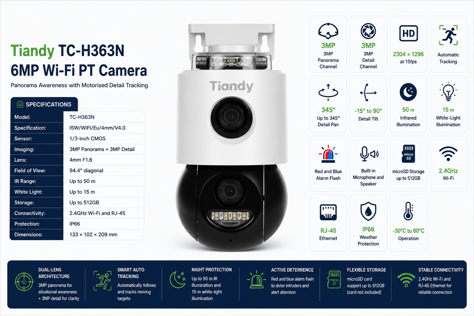 Tiandy TC-H363N 6MP Fixed Color Maker Wi-Fi PT Camera Overview
