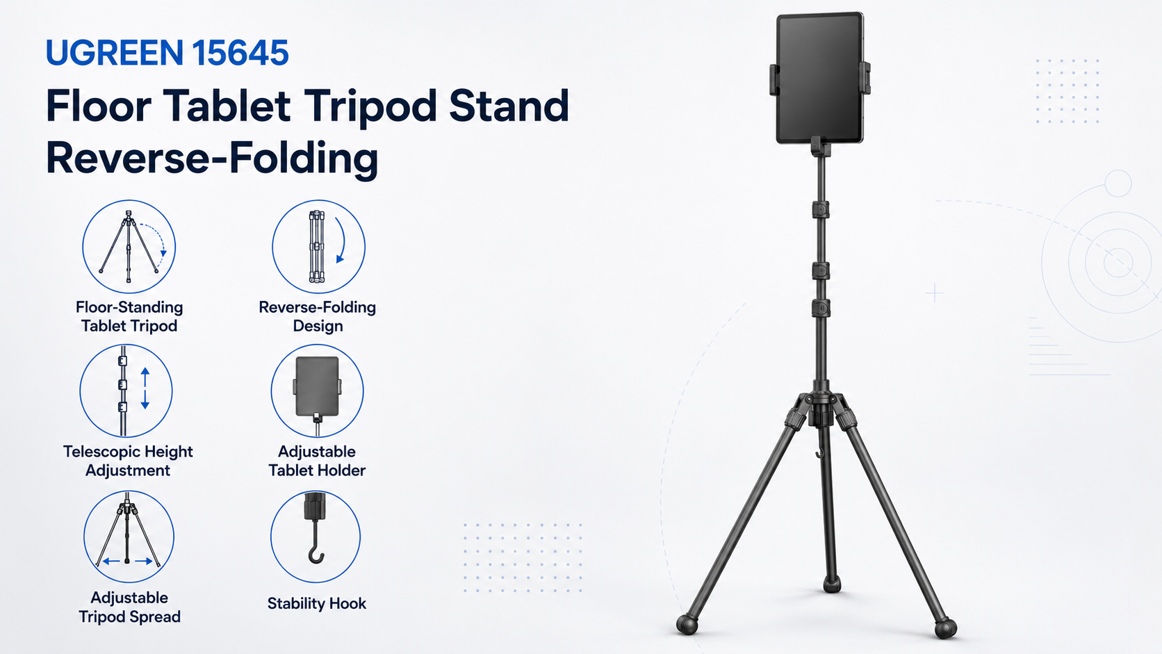 UGREEN 15645 Floor Tablet Tripod Stand Reverse-Folding Overview