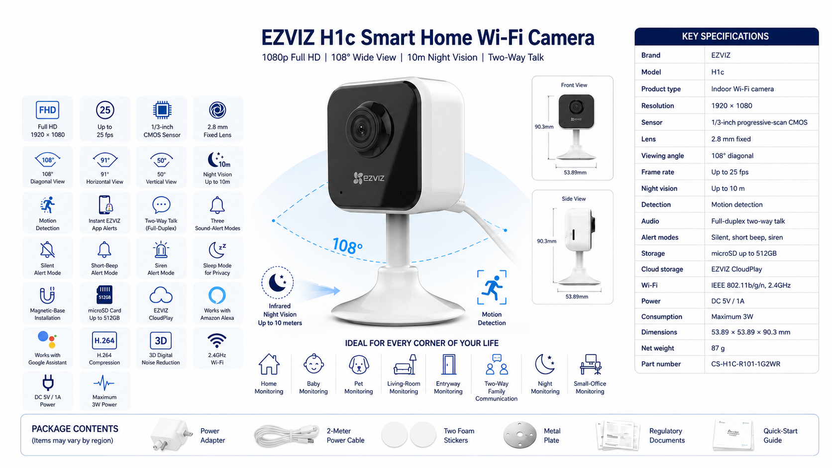EZVIZ H1c Indoor Wi-Fi Camera Overview