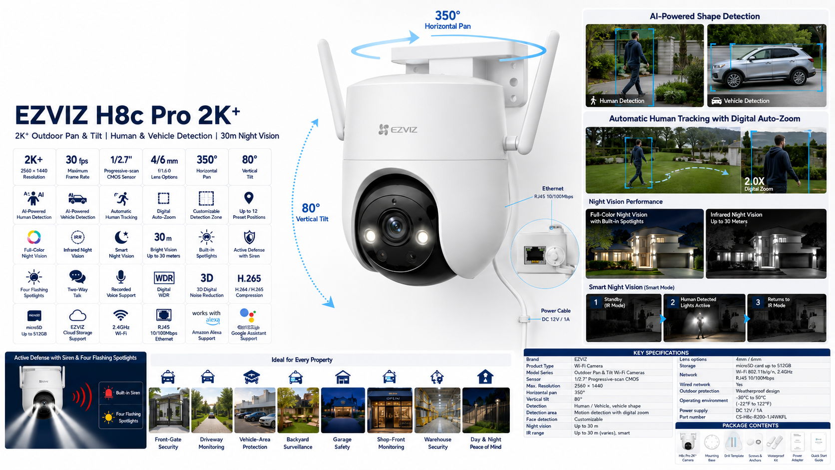 EZVIZ H8c Pro 2K Plus Outdoor Pan and Tilt Wi-Fi Camera Overview