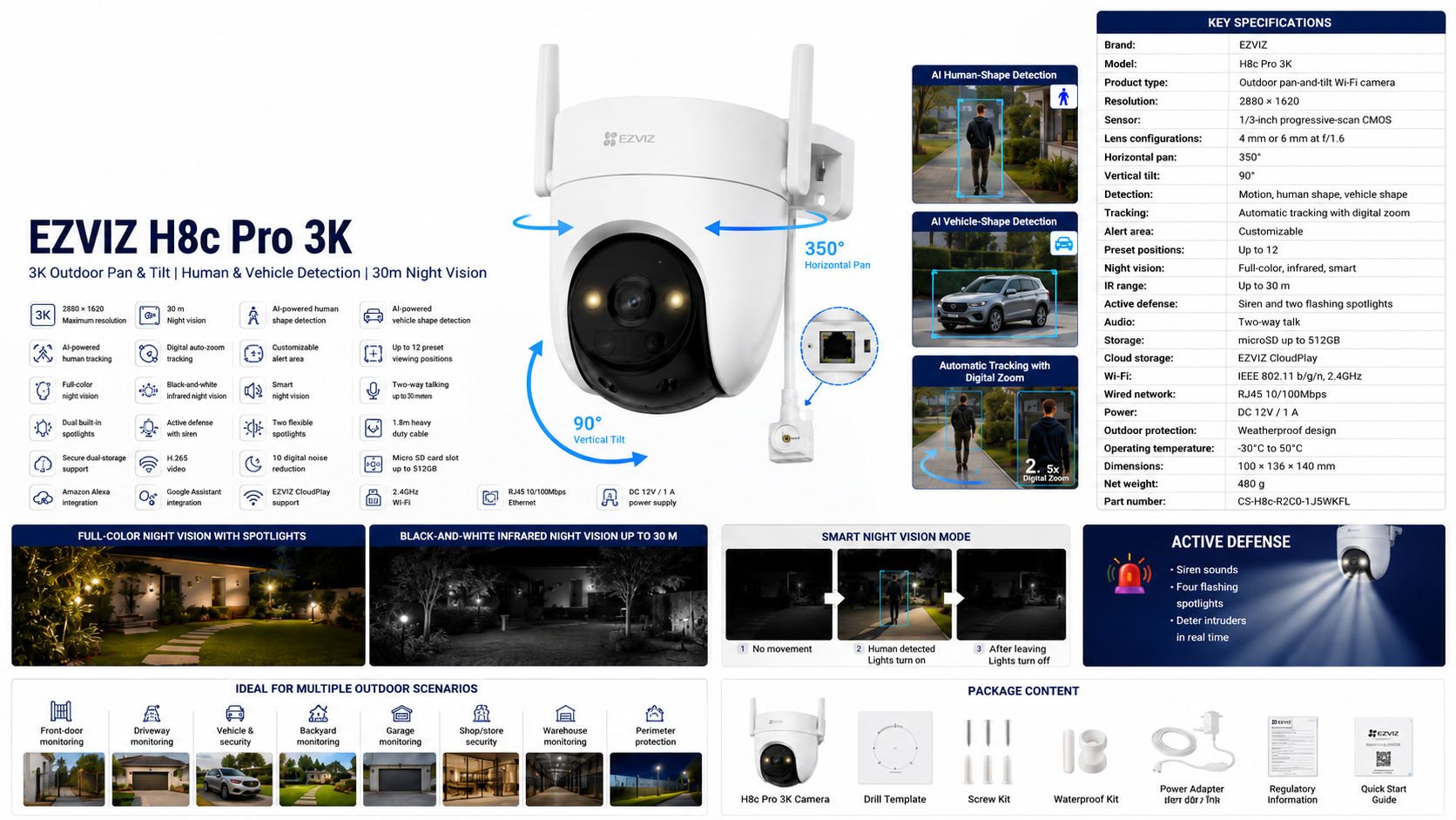 EZVIZ H8c Pro 3K Outdoor Pan and Tilt Wi-Fi Camera Overview