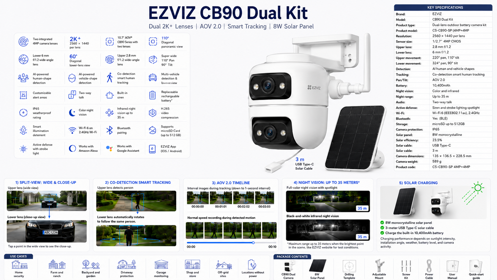 EZVIZ CB90 Dual Kit Dual-Lens Outdoor Camera with 8W Solar Panel Overview