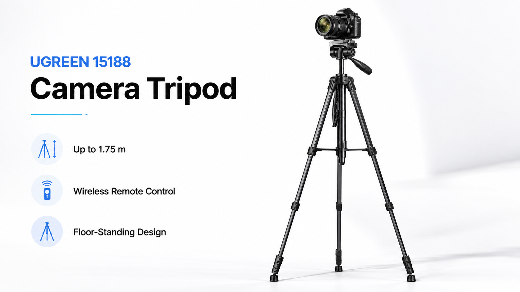 UGREEN 1.75m Camera Tripod with Wireless Remote Control 15188 Overview