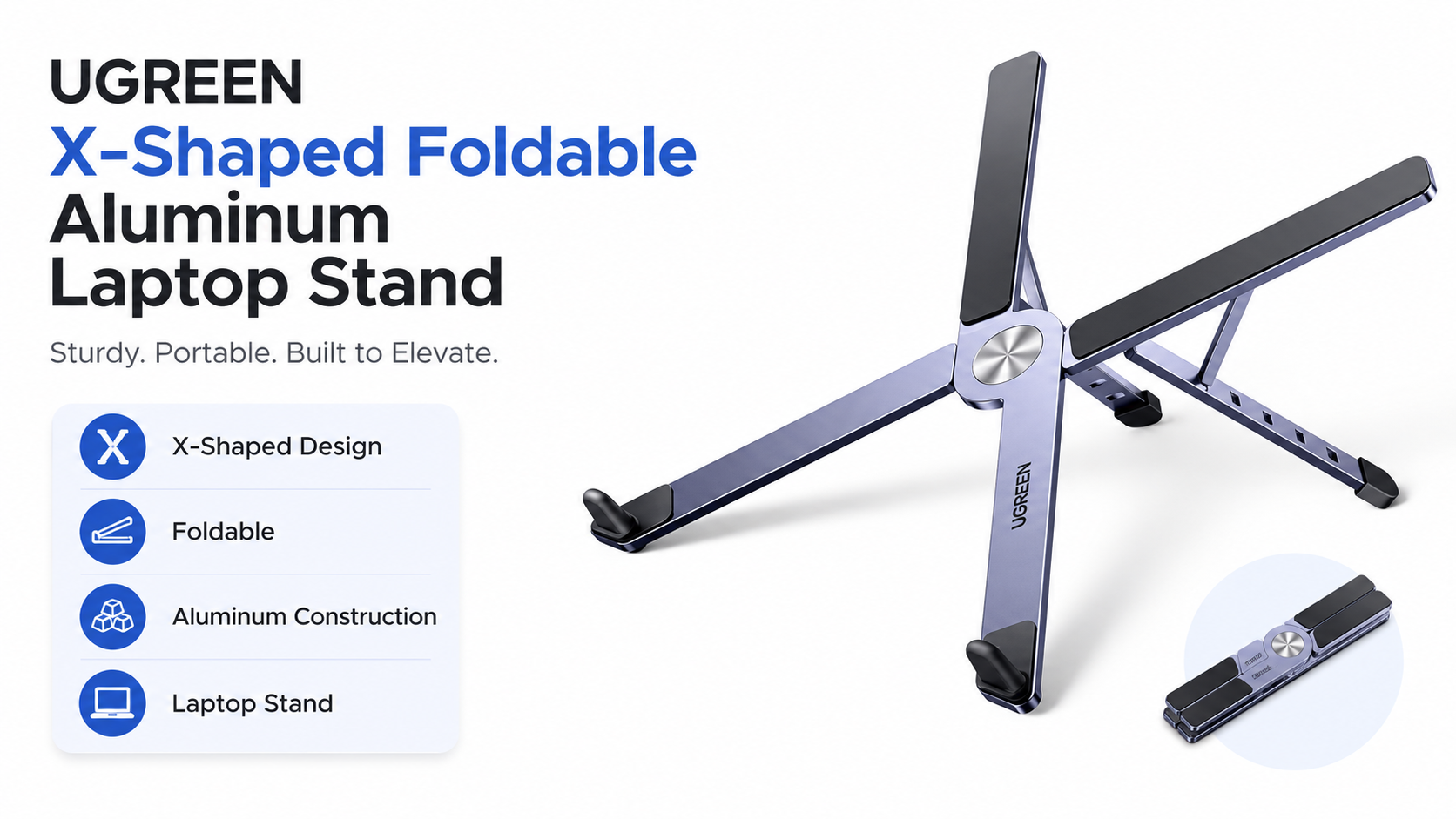 UGREEN X-Shaped Foldable Aluminum Laptop Stand Overview