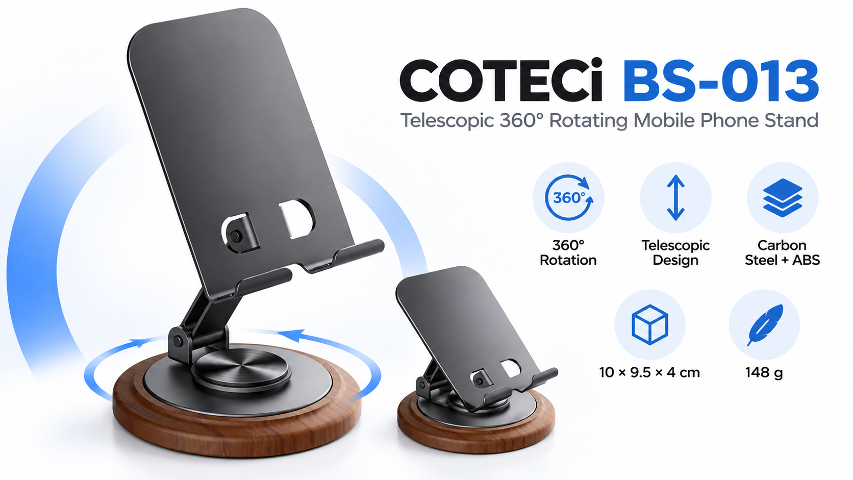 COTECi BS-013 Telescopic 360° Rotating Mobile Phone Stand Overview