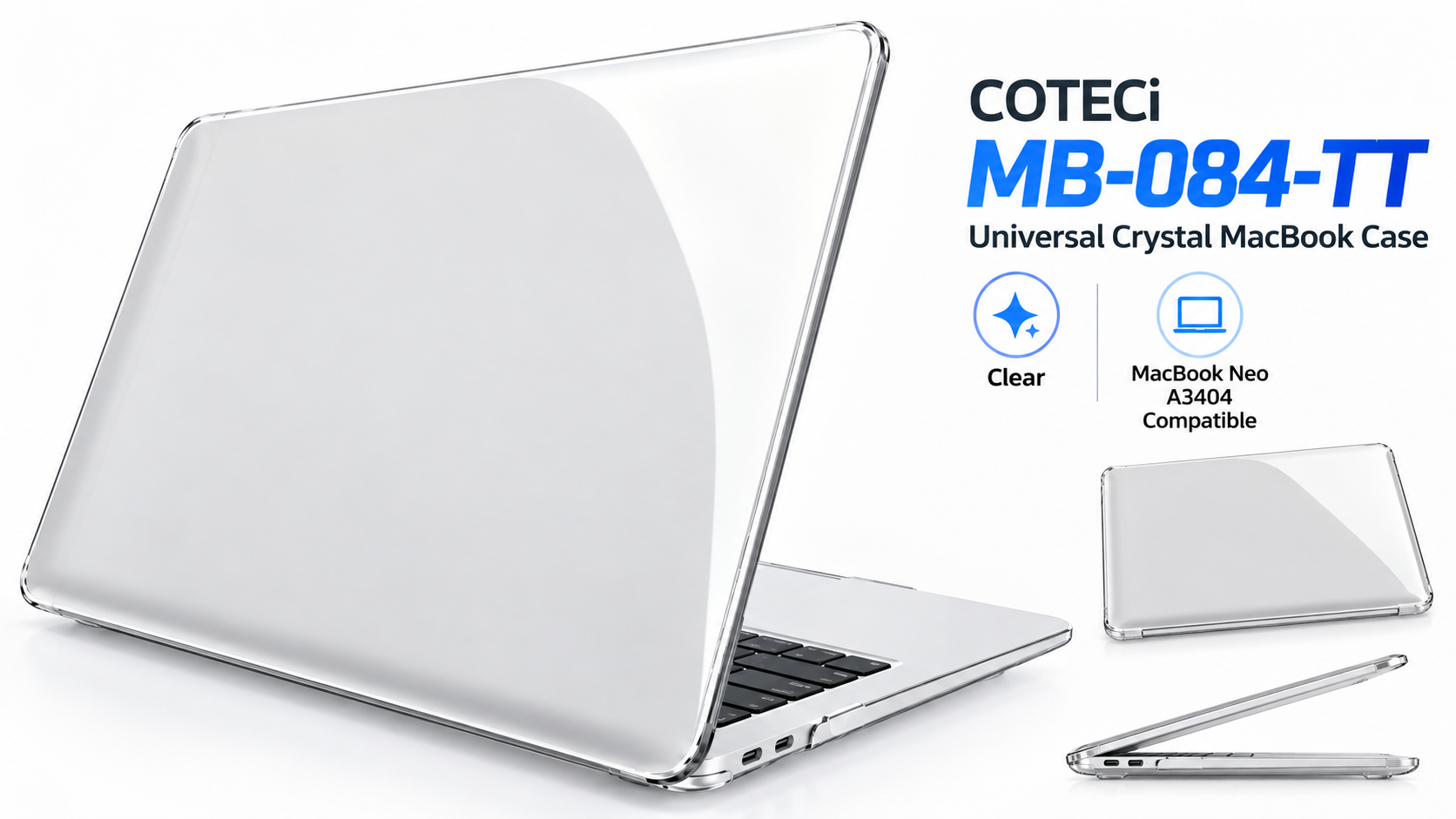 COTECi MB-084-TT Universal Crystal MacBook Case Clear for MacBook Neo A3404 Overview