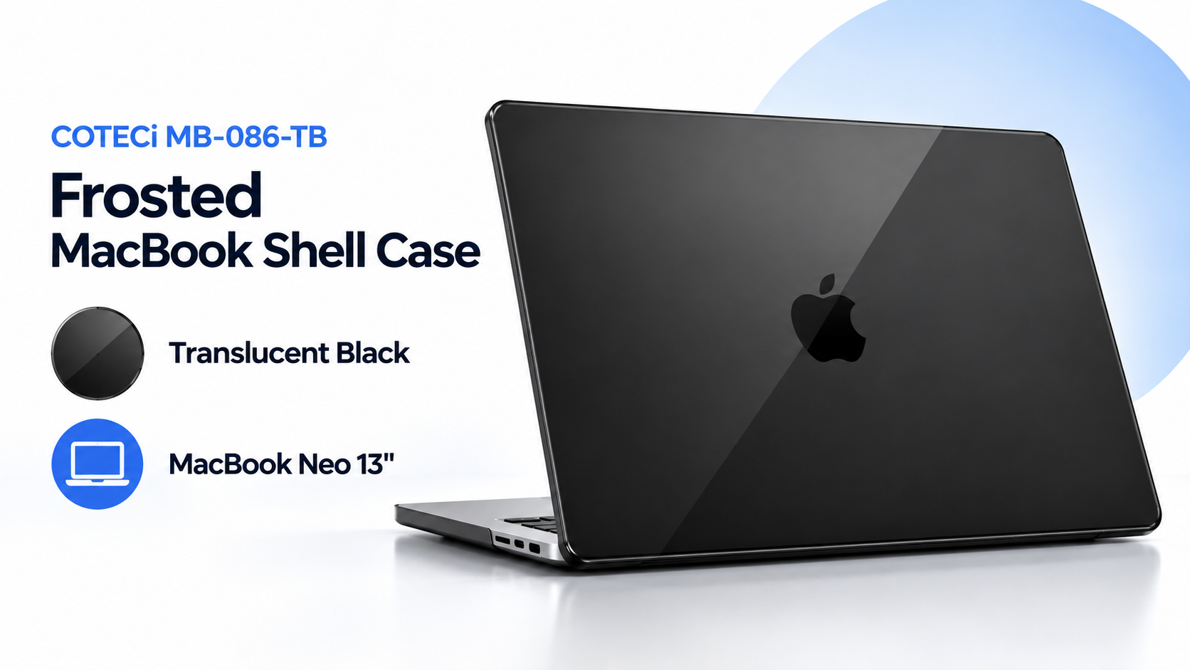 COTECi MB-086-TB Frosted MacBook Shell Case Translucent Black for MacBook Neo 13 Overview