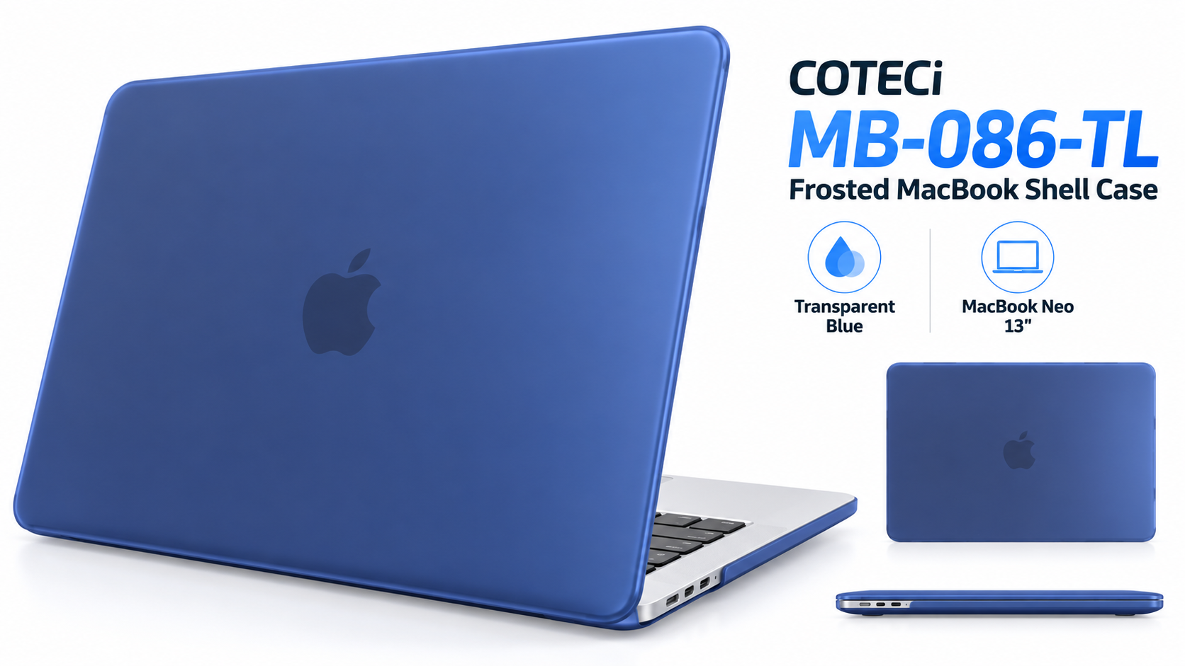 COTECi MB-086-TL Frosted MacBook Shell Case Transparent Blue for MacBook Neo 13 Overview