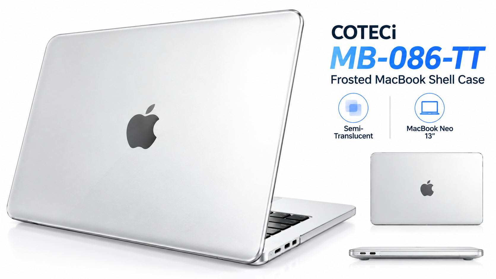 COTECi MB-086-TT Frosted MacBook Shell Case Semi-Translucent for MacBook Neo 13 Overview
