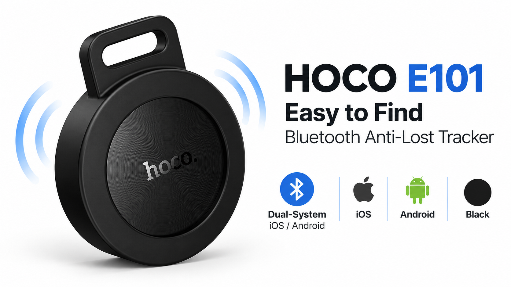 HOCO E101 Easy to Find Dual-System Bluetooth Anti-Lost Tracker Black Overview